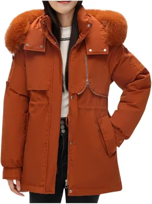Down jackets down jacket Winter Puffer Jackets For Women Warm Thicken Parka Coat With Removable Fur Hood