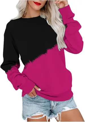 Fall Crewneck Sweatshirts Women Lightweight Pullover Solid Winter Sweatshirt Oversized Long Sleeve Tops Dressy Casual