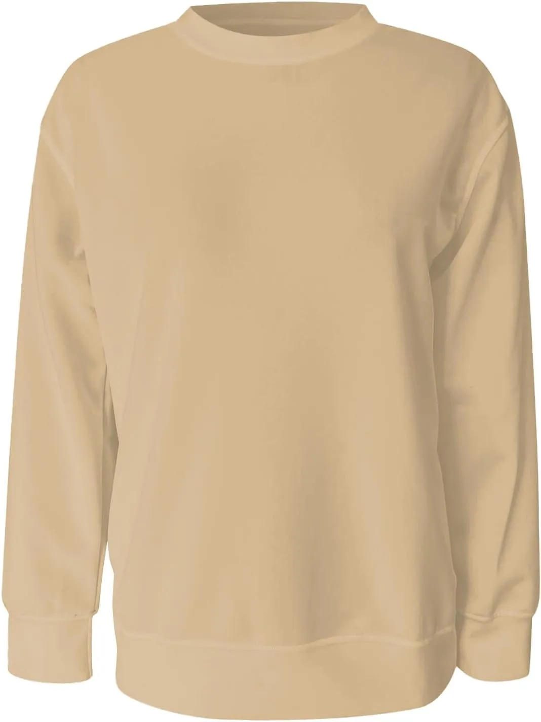 Fall Crewneck Sweatshirts Women Lightweight Pullover Solid Winter Sweatshirt Oversized Long Sleeve Tops Dressy Casual