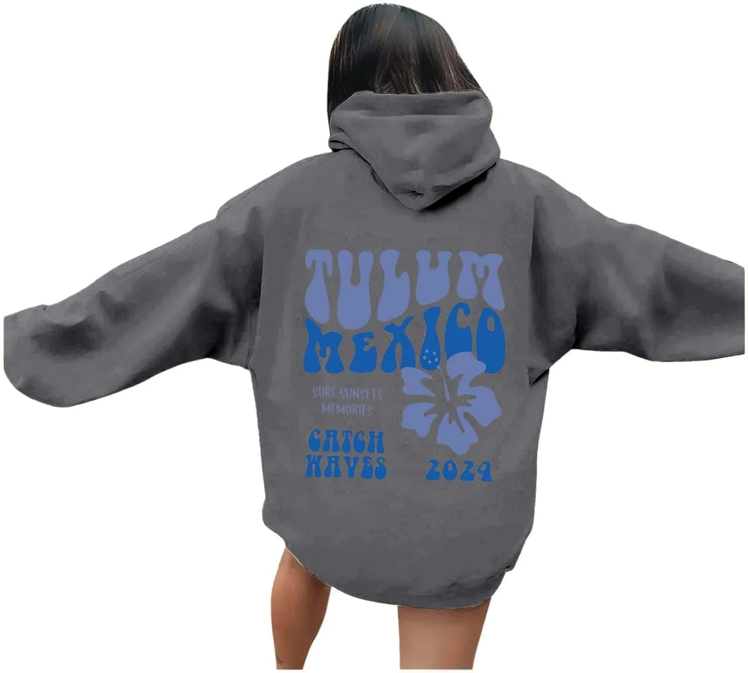 Fall Oversized Casual Sweatshirts with Pocket Women's Long Sleeved Solid Lightweight Pullover Loose Sweatshirt