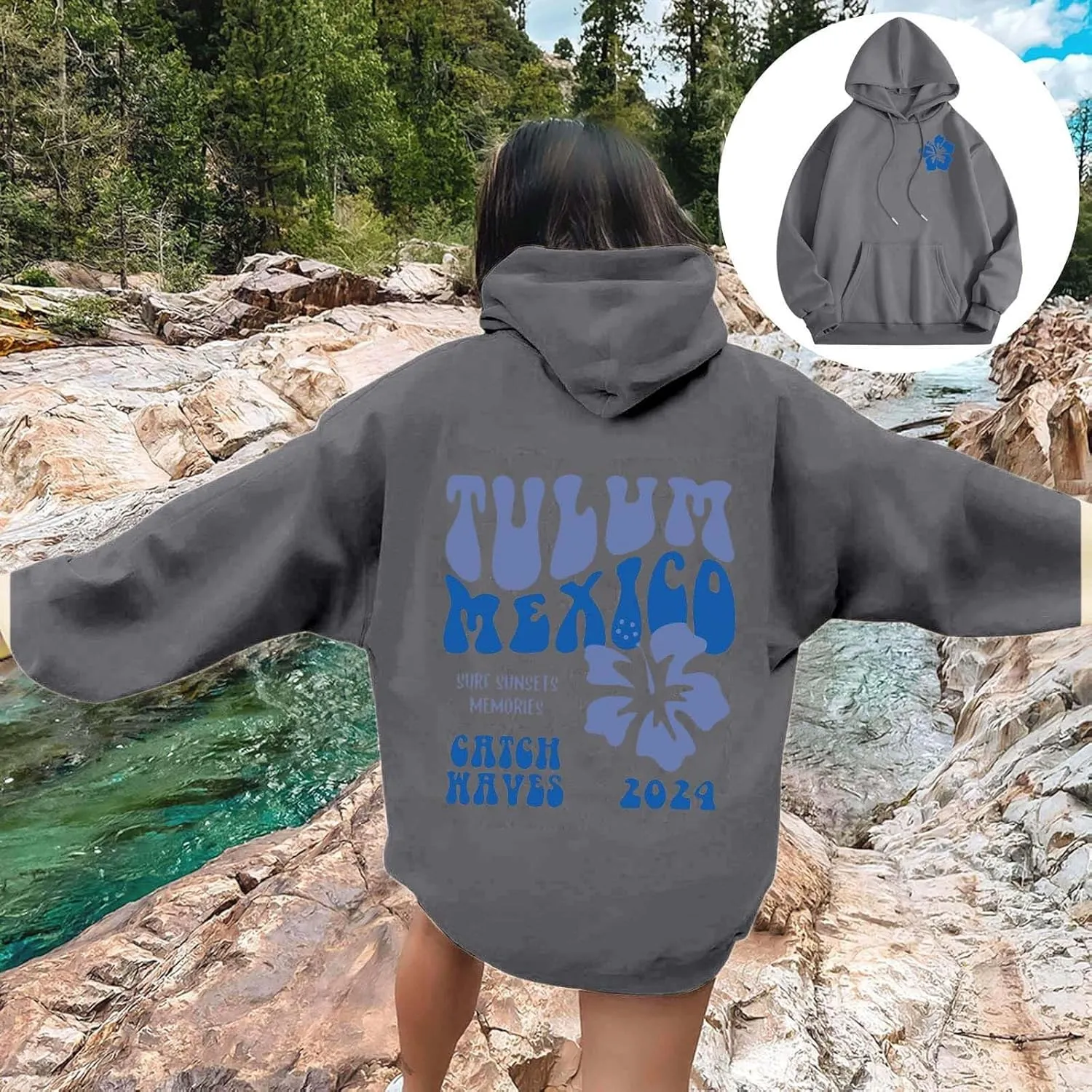 Fall Oversized Casual Sweatshirts with Pocket Women's Long Sleeved Solid Lightweight Pullover Loose Sweatshirt