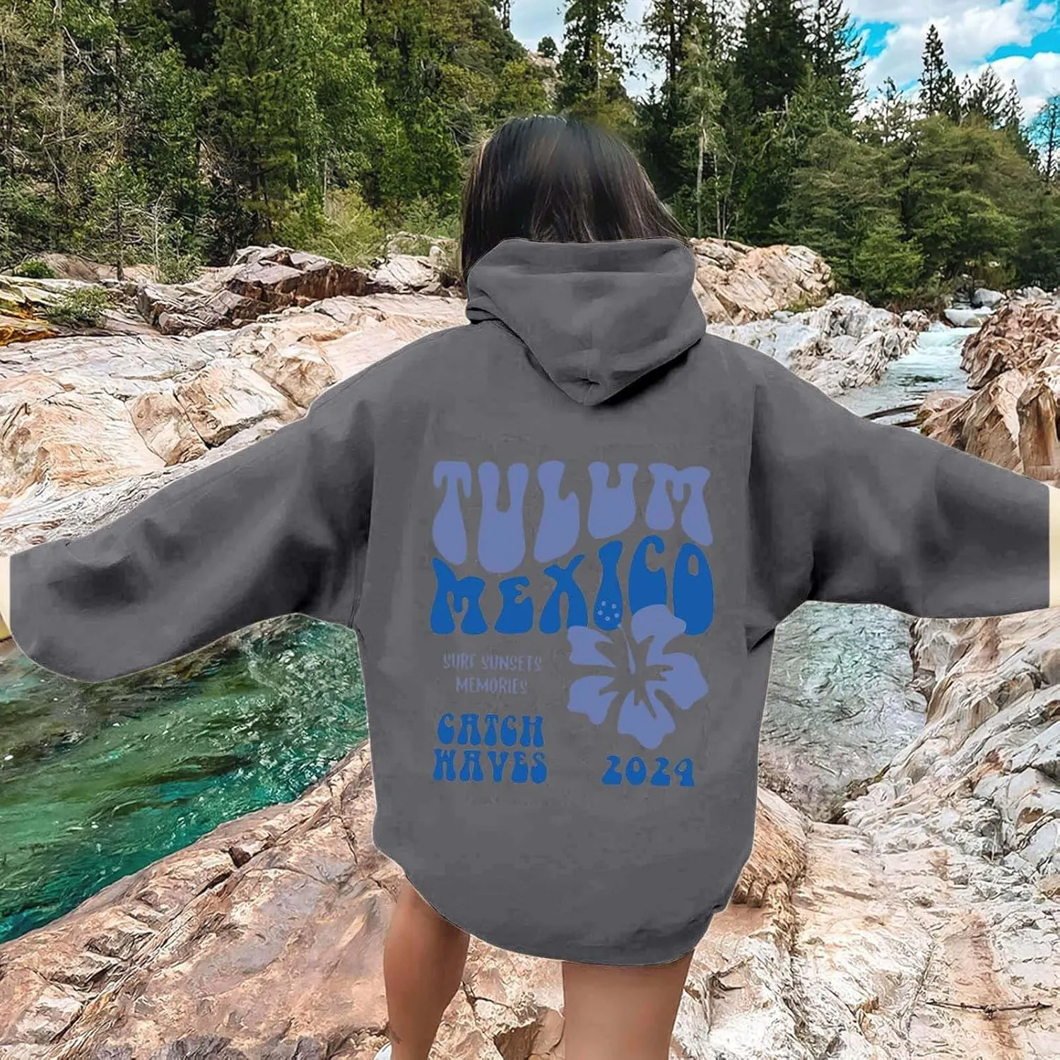 Fall Oversized Casual Sweatshirts with Pocket Women's Long Sleeved Solid Lightweight Pullover Loose Sweatshirt