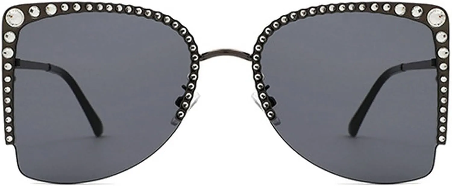 Fashion Vintage Diamond Cat Eye Sunglasses Women Crystal Rhinestone Sun Glasses Trend Luxury Ladies Metal Shades