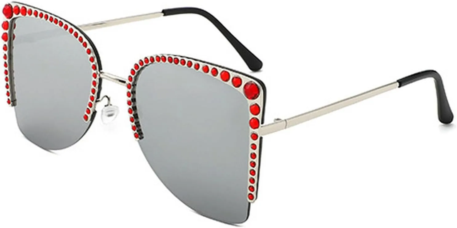 Fashion Vintage Diamond Cat Eye Sunglasses Women Crystal Rhinestone Sun Glasses Trend Luxury Ladies Metal Shades