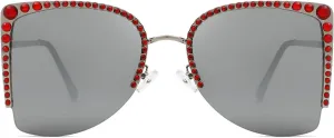 Fashion Vintage Diamond Cat Eye Sunglasses Women Crystal Rhinestone Sun Glasses Trend Luxury Ladies Metal Shades