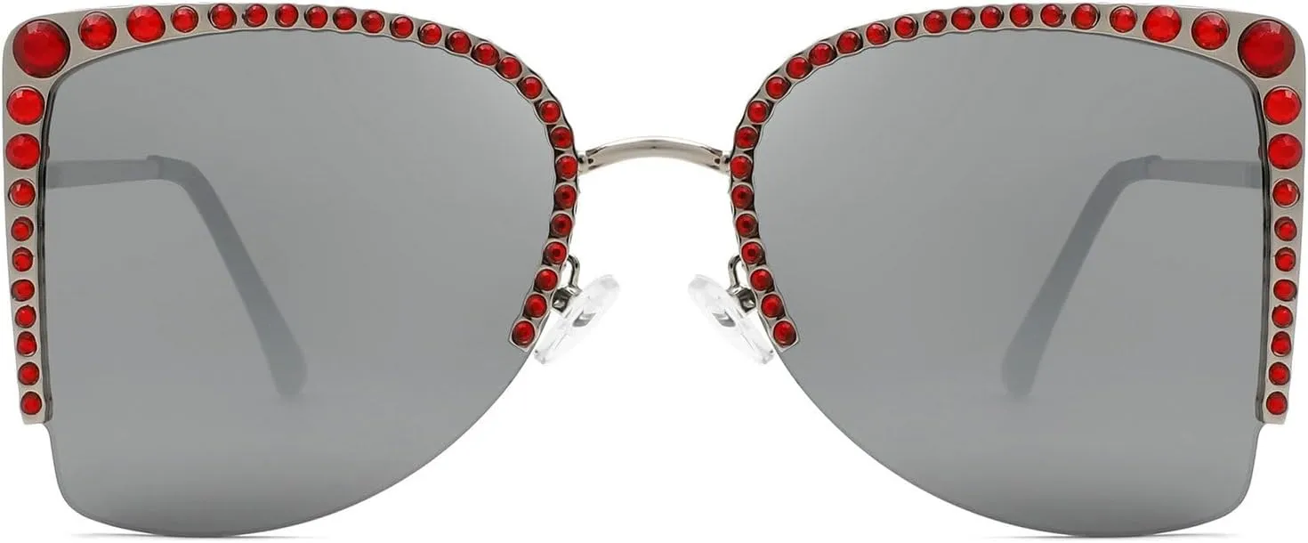 Fashion Vintage Diamond Cat Eye Sunglasses Women Crystal Rhinestone Sun Glasses Trend Luxury Ladies Metal Shades