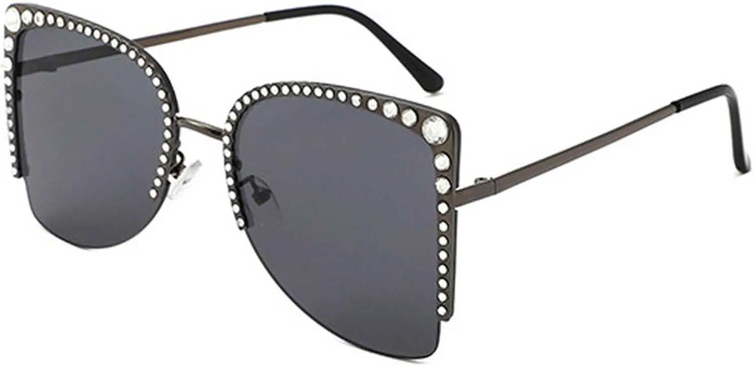 Fashion Vintage Diamond Cat Eye Sunglasses Women Crystal Rhinestone Sun Glasses Trend Luxury Ladies Metal Shades