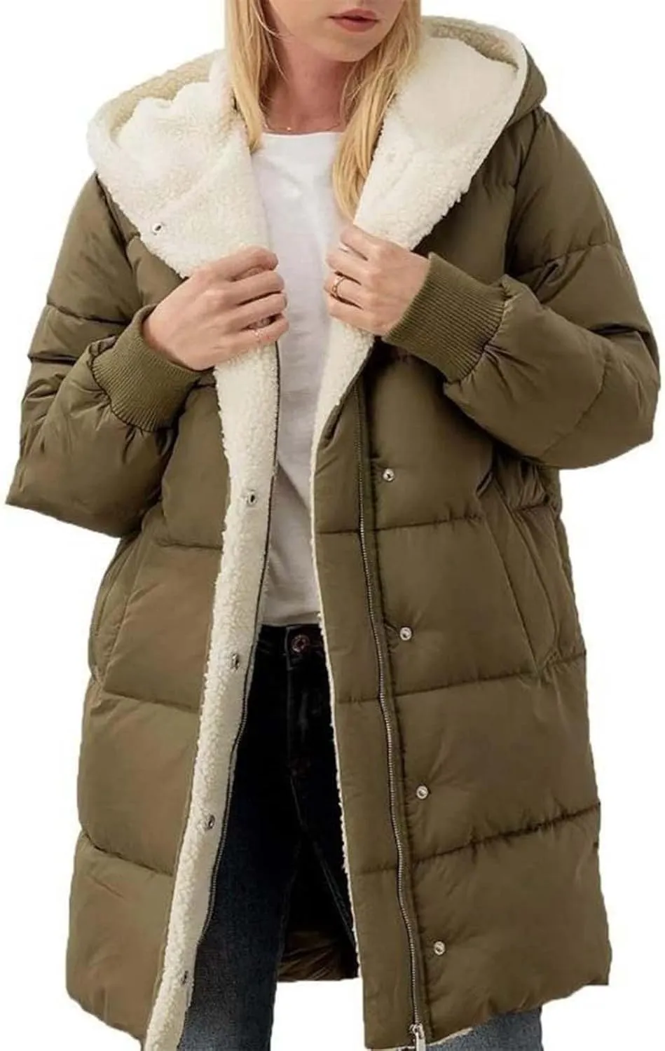 Faux fur Hood Snow Parka Hooded Puffer Jacket Lightweight Winter Coat Winter Puffer Coats Womens Winter Jacket Warm
