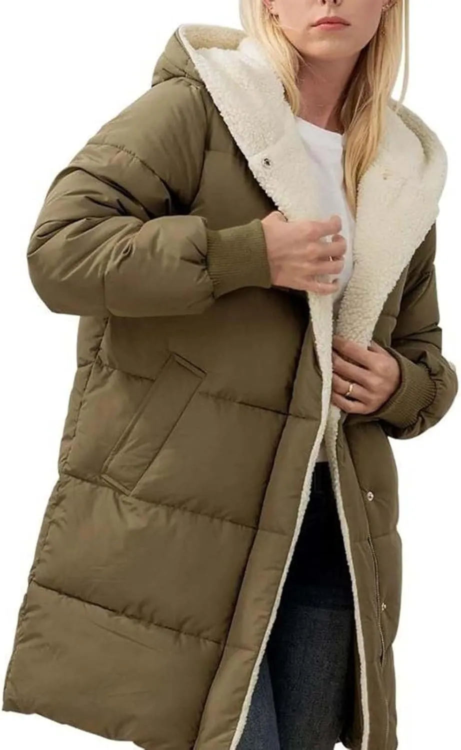 Faux fur Hood Snow Parka Hooded Puffer Jacket Lightweight Winter Coat Winter Puffer Coats Womens Winter Jacket Warm