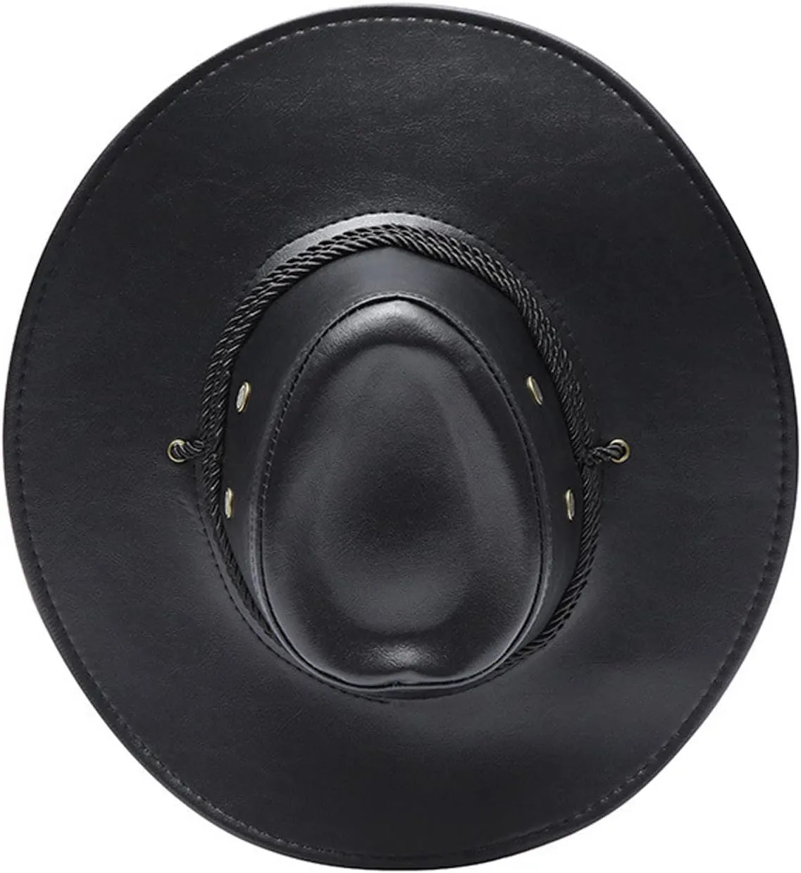 Faux Leather Cowboy Style Classic Western Wide Brim Cowgirl Hat with Buckle Belt Felt Fedora