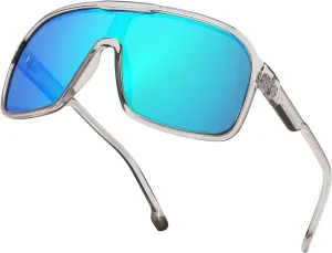 FEISEDY Fashion Polarized Sunglasses Oversized One Piece Reflective Lens Sports Sun Glasses B0122