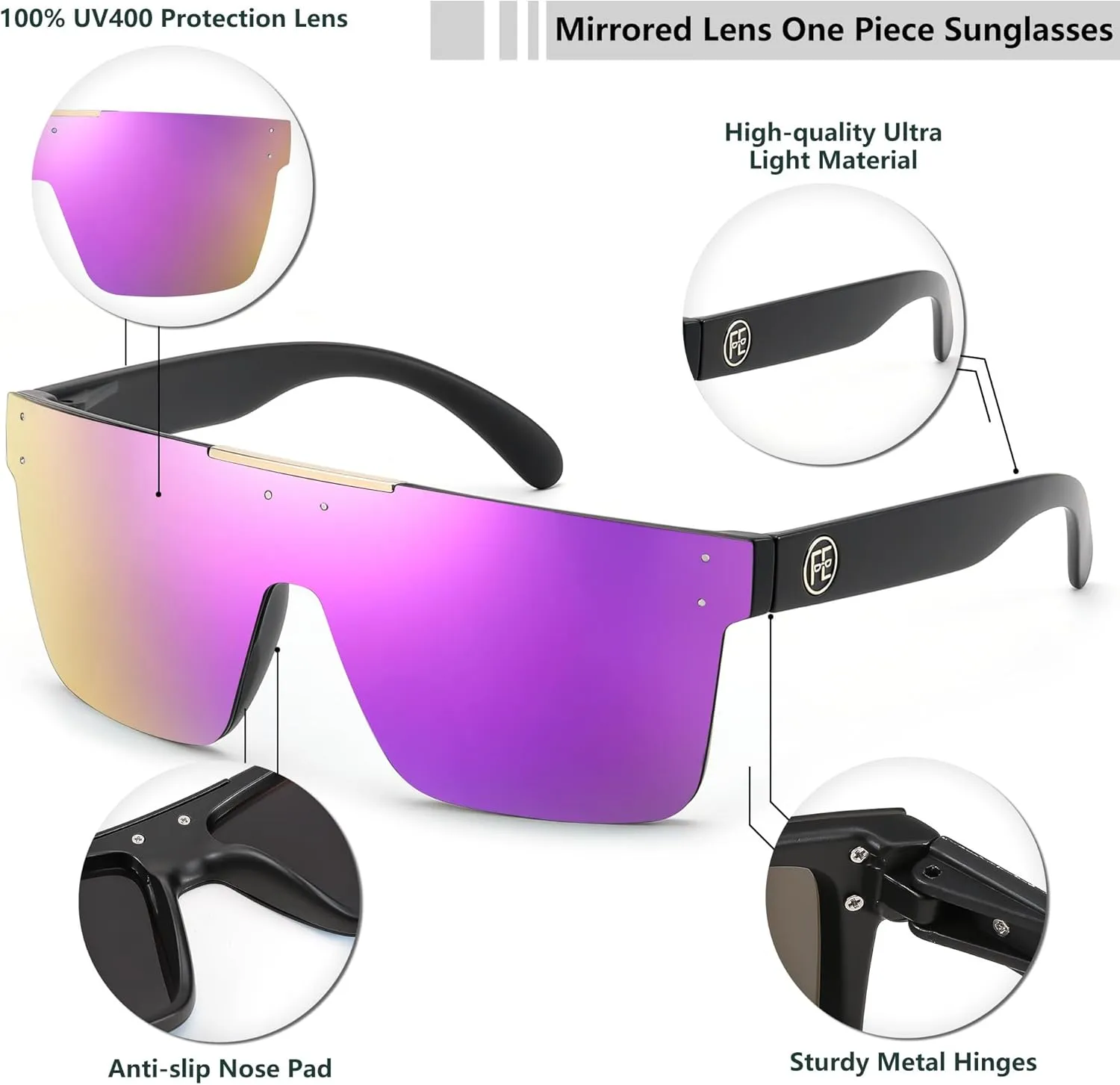 FEISEDY Men Sunglasses Polarized Oversized Square Flat Top Cycling Running Fishing Golf Hiking Sports B2990