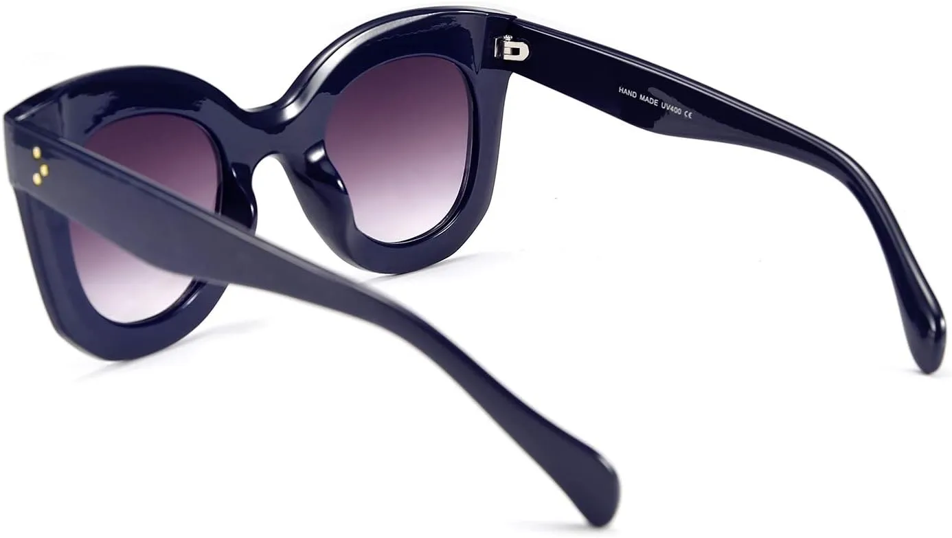 FEISEDY Retro Oversized Square Horn Sunglasses Semi Cat Eye Butterfly Glass Big Thick Bold Frame B2572