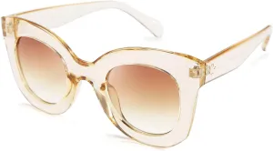FEISEDY Retro Oversized Square Horn Sunglasses Semi Cat Eye Butterfly Glass Big Thick Bold Frame B2572