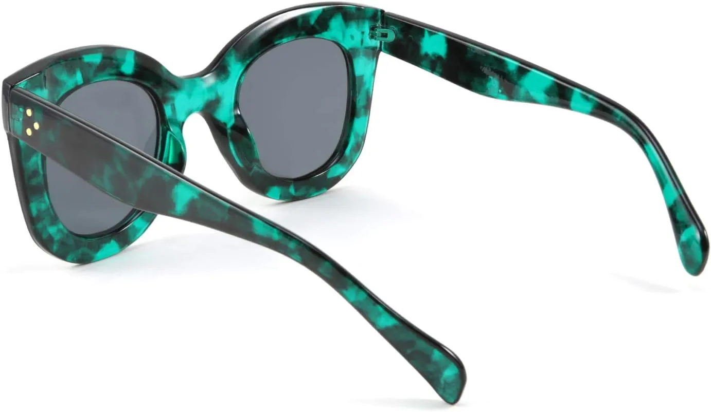 FEISEDY Retro Oversized Square Horn Sunglasses Semi Cat Eye Butterfly Glass Big Thick Bold Frame B2572