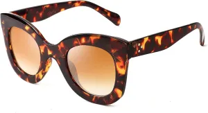 FEISEDY Retro Oversized Square Horn Sunglasses Semi Cat Eye Butterfly Glass Big Thick Bold Frame B2572