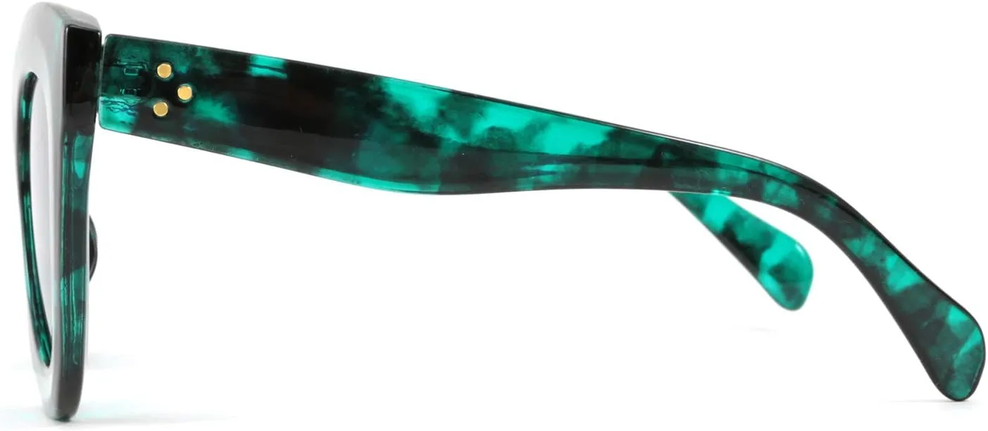 FEISEDY Retro Oversized Square Horn Sunglasses Semi Cat Eye Butterfly Glass Big Thick Bold Frame B2572