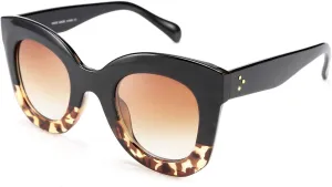 FEISEDY Retro Oversized Square Horn Sunglasses Semi Cat Eye Butterfly Glass Big Thick Bold Frame B2572