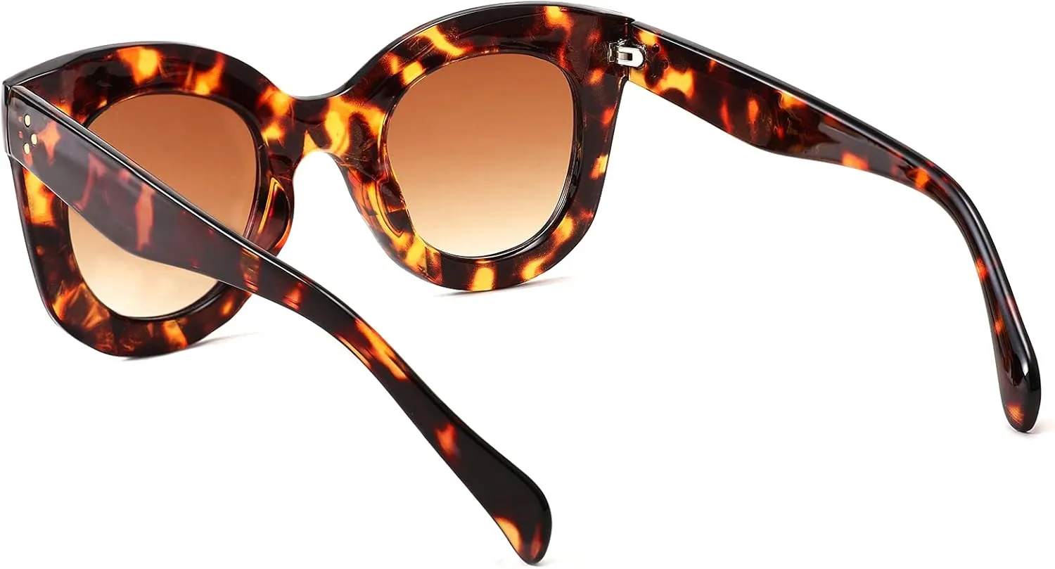 FEISEDY Retro Oversized Square Horn Sunglasses Semi Cat Eye Butterfly Glass Big Thick Bold Frame B2572
