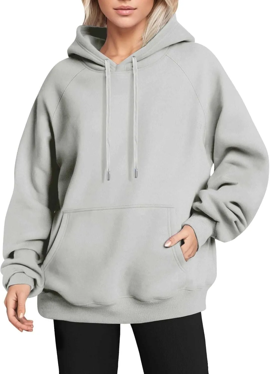 Fleece Oversized Hoodies for Women Baggy Drawstring Cotton Cute Sweatshirt Casual Raglan Hooded Pullover with Pockets