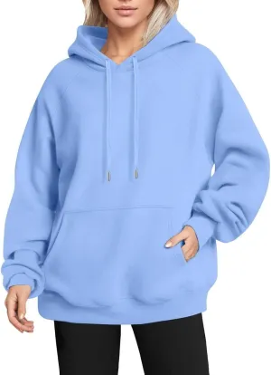 Fleece Oversized Hoodies for Women Baggy Drawstring Cotton Cute Sweatshirt Casual Raglan Hooded Pullover with Pockets