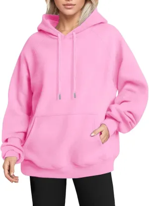 Fleece Oversized Hoodies for Women Baggy Drawstring Cotton Cute Sweatshirt Casual Raglan Hooded Pullover with Pockets