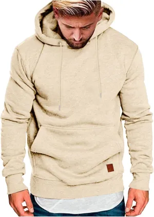 Fxbar Men's Zip-up Hooded Sweatshirts Full-Zip Hoodie Long Sleeve Solid Color Drawstring Casual Hoodies for Men