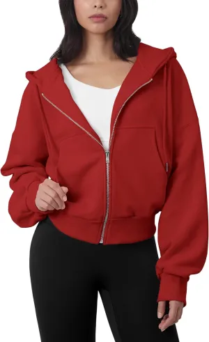 GIVON Oversized Cropped Hoodies for Women Loose Fit Crop Sweatshirts Jackets Fall Outfits Winter Clothes