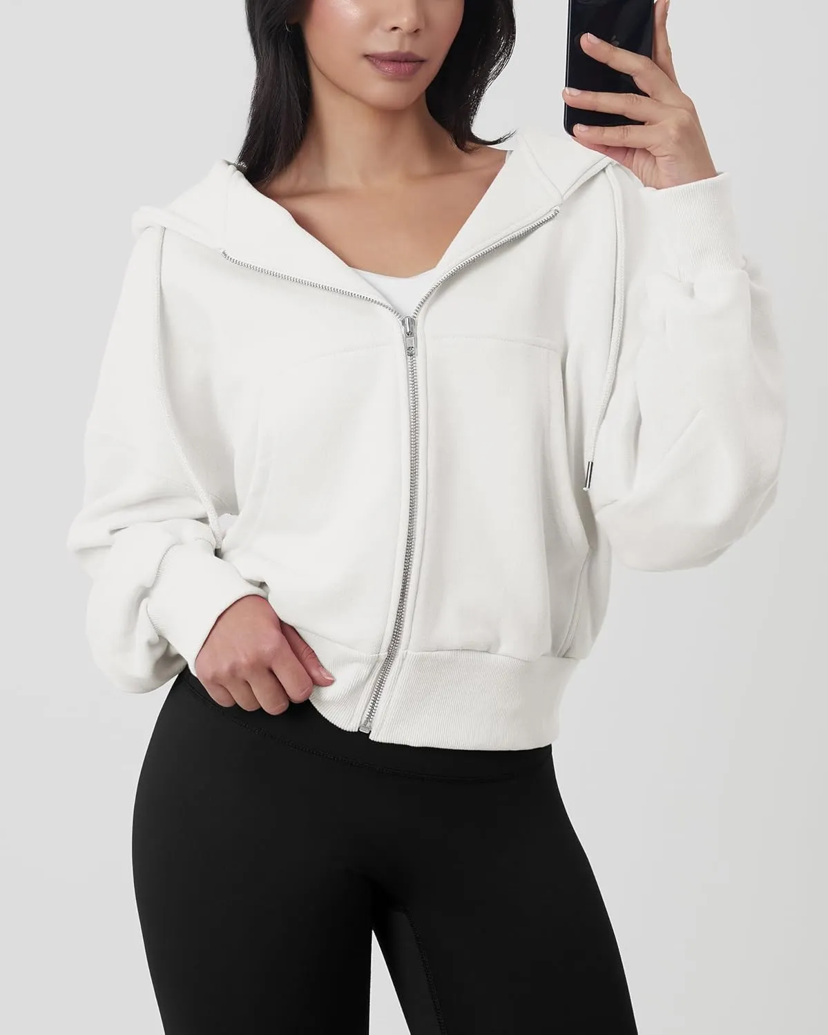 GIVON Oversized Cropped Hoodies for Women Loose Fit Crop Sweatshirts Jackets Fall Outfits Winter Clothes