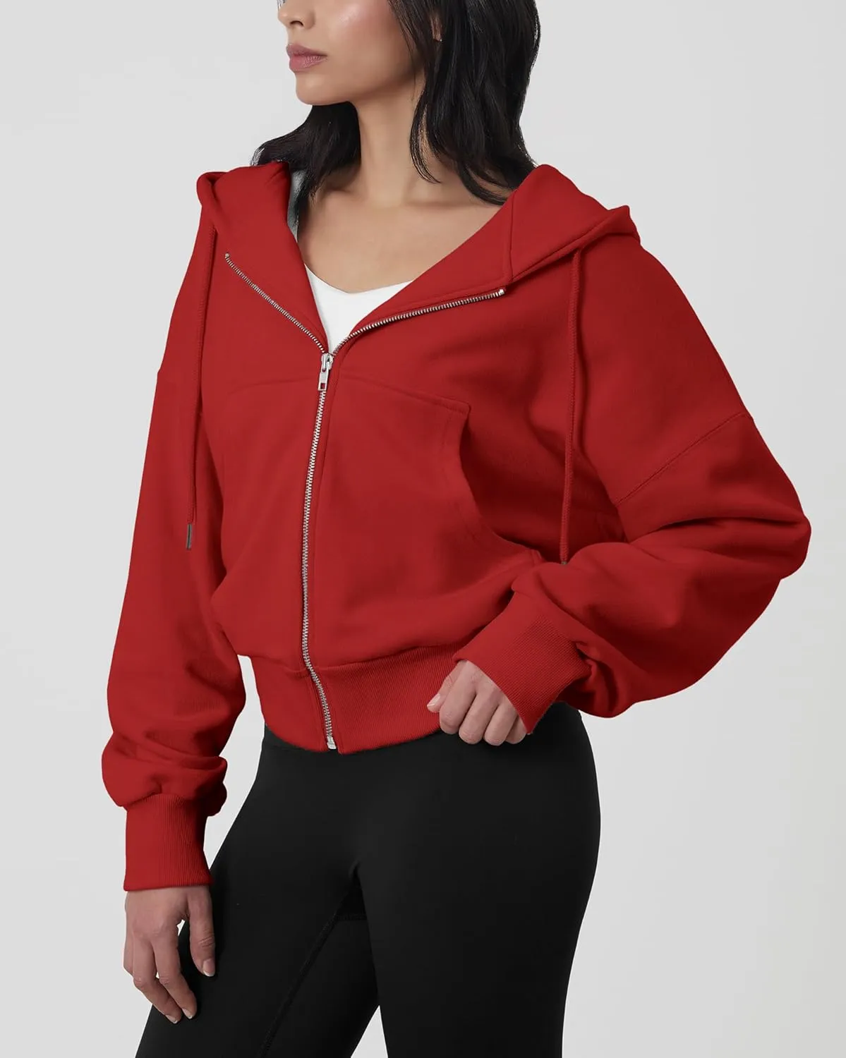 GIVON Oversized Cropped Hoodies for Women Loose Fit Crop Sweatshirts Jackets Fall Outfits Winter Clothes