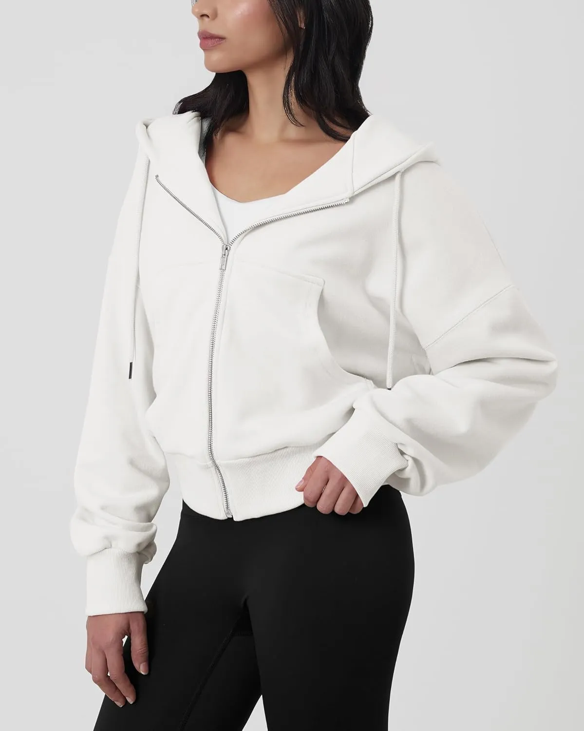 GIVON Oversized Cropped Hoodies for Women Loose Fit Crop Sweatshirts Jackets Fall Outfits Winter Clothes