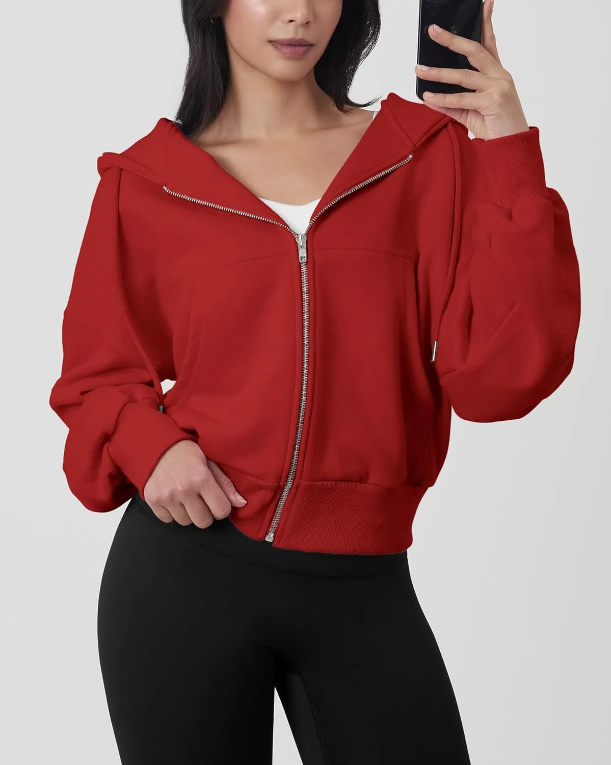 GIVON Oversized Cropped Hoodies for Women Loose Fit Crop Sweatshirts Jackets Fall Outfits Winter Clothes