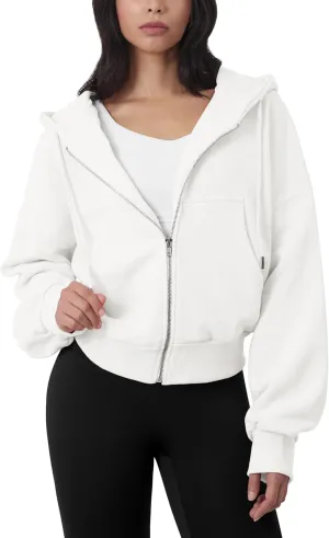 GIVON Oversized Cropped Hoodies for Women Loose Fit Crop Sweatshirts Jackets Fall Outfits Winter Clothes