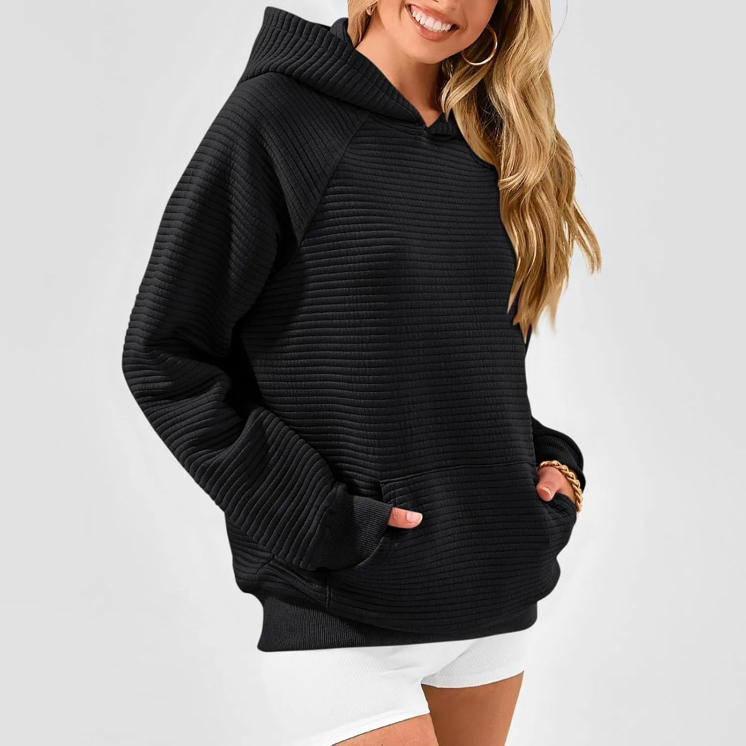 GOFULY Women'S Fashion Hoodies & Sweatshirts Long Sleeve Knit Fall Oversized Sweaters Solid Pullover Sweatshirts With Pockets