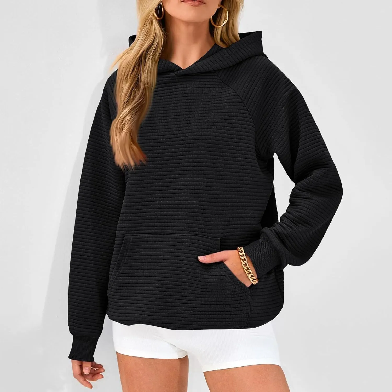 GOFULY Women'S Fashion Hoodies & Sweatshirts Long Sleeve Knit Fall Oversized Sweaters Solid Pullover Sweatshirts With Pockets