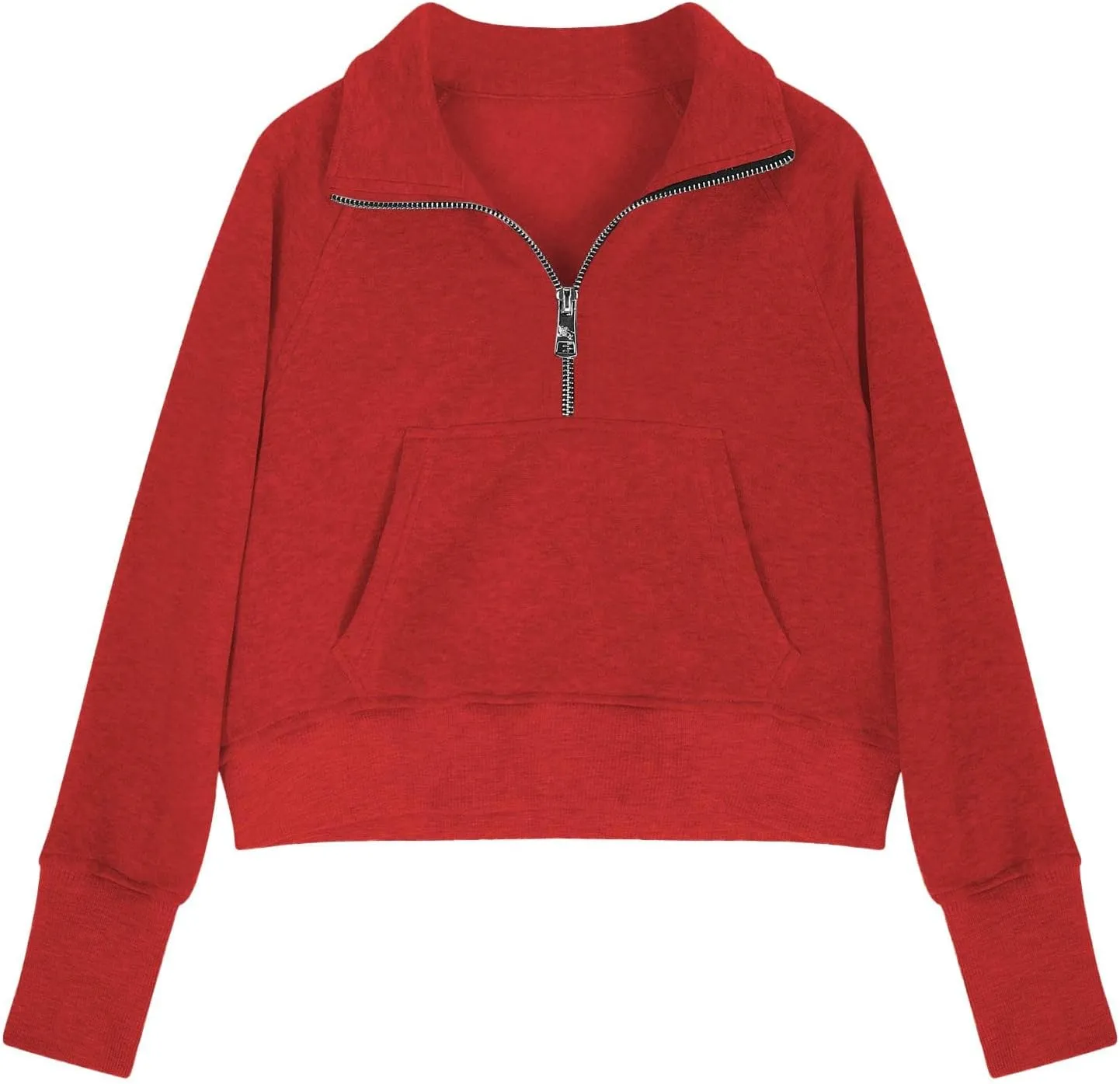 Half Zip Sweatshirt for Girls Long Sleeve Pullover Crop Tops Lightweight Fleece Spring Fall Clothes Thumb Hole