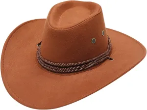 Hat Flat Brim Cowboy Hat for Men and Women Wide Brim Sun Hat Western Style Cowboy Hat