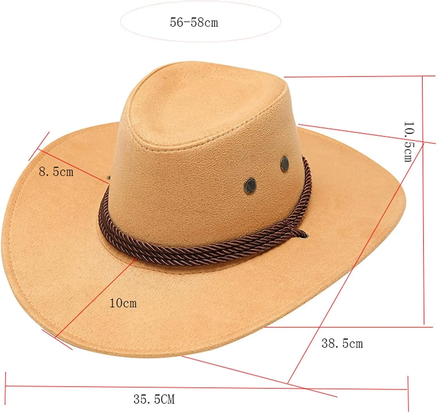 Hat Flat Brim Cowboy Hat for Men and Women Wide Brim Sun Hat Western Style Cowboy Hat