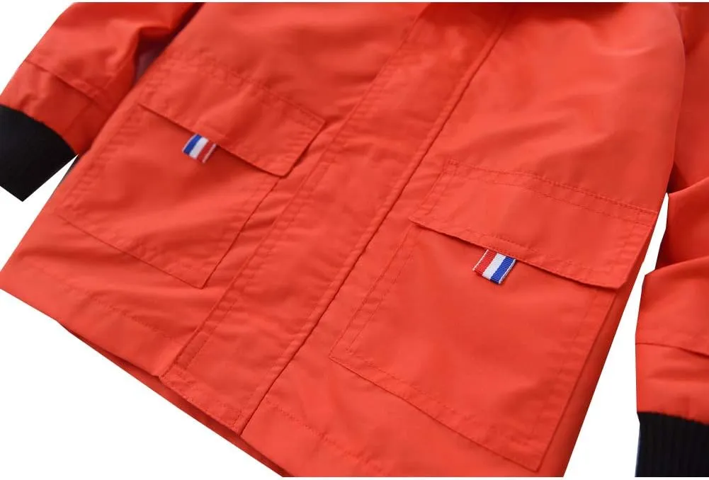 Hiheart Boys Girls Waterproof Hooded Jackets Cotton Lined Rain Jackets
