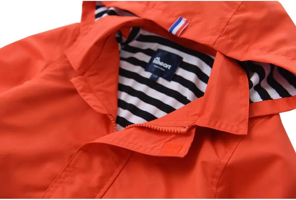 Hiheart Boys Girls Waterproof Hooded Jackets Cotton Lined Rain Jackets