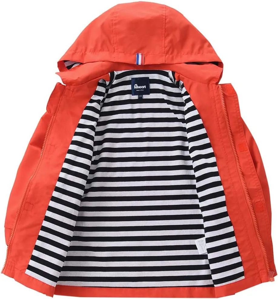 Hiheart Boys Girls Waterproof Hooded Jackets Cotton Lined Rain Jackets