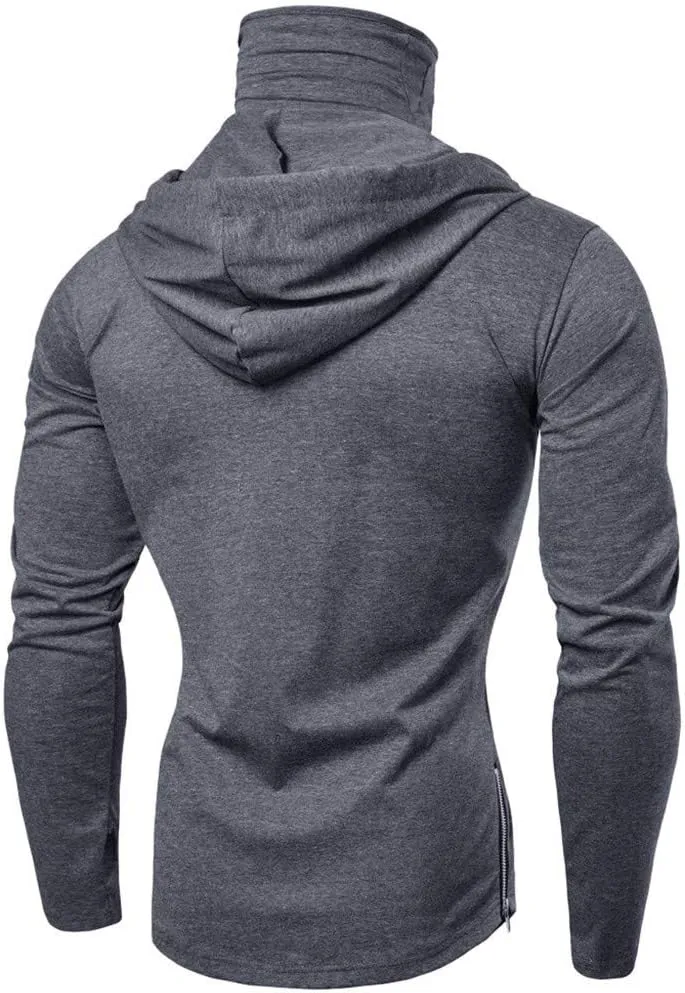 Hipster Workout Hooded Tops with Mask Novelty Casual Long Sleeve Hoodies Shirts Muscle Training Outdoor Pullover
