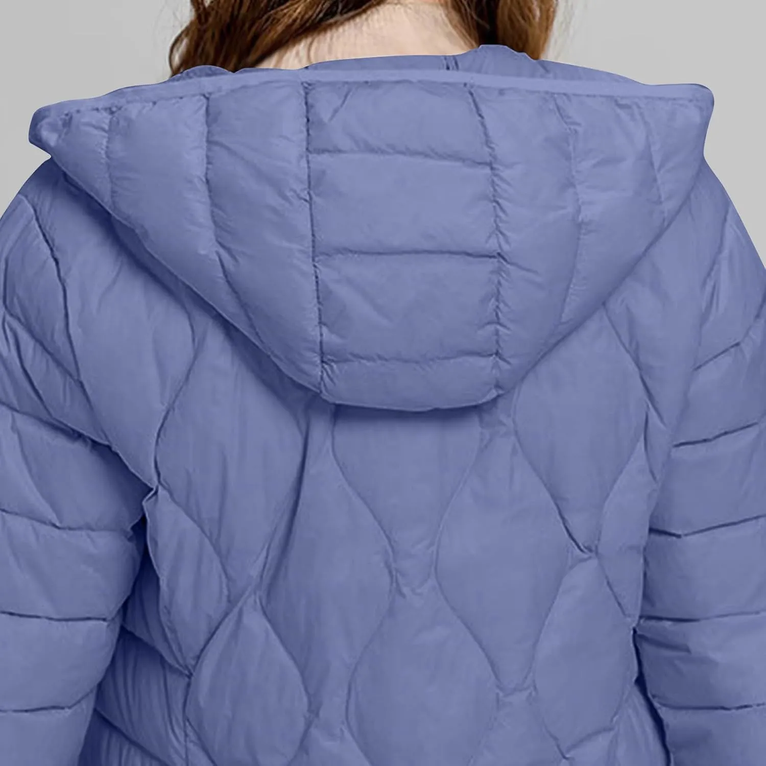 Hooded Quilted Jacket Women Lightweight Puffer Jacket Zip up Padded Coat Packable Down Jacket Warm Winter Coat
