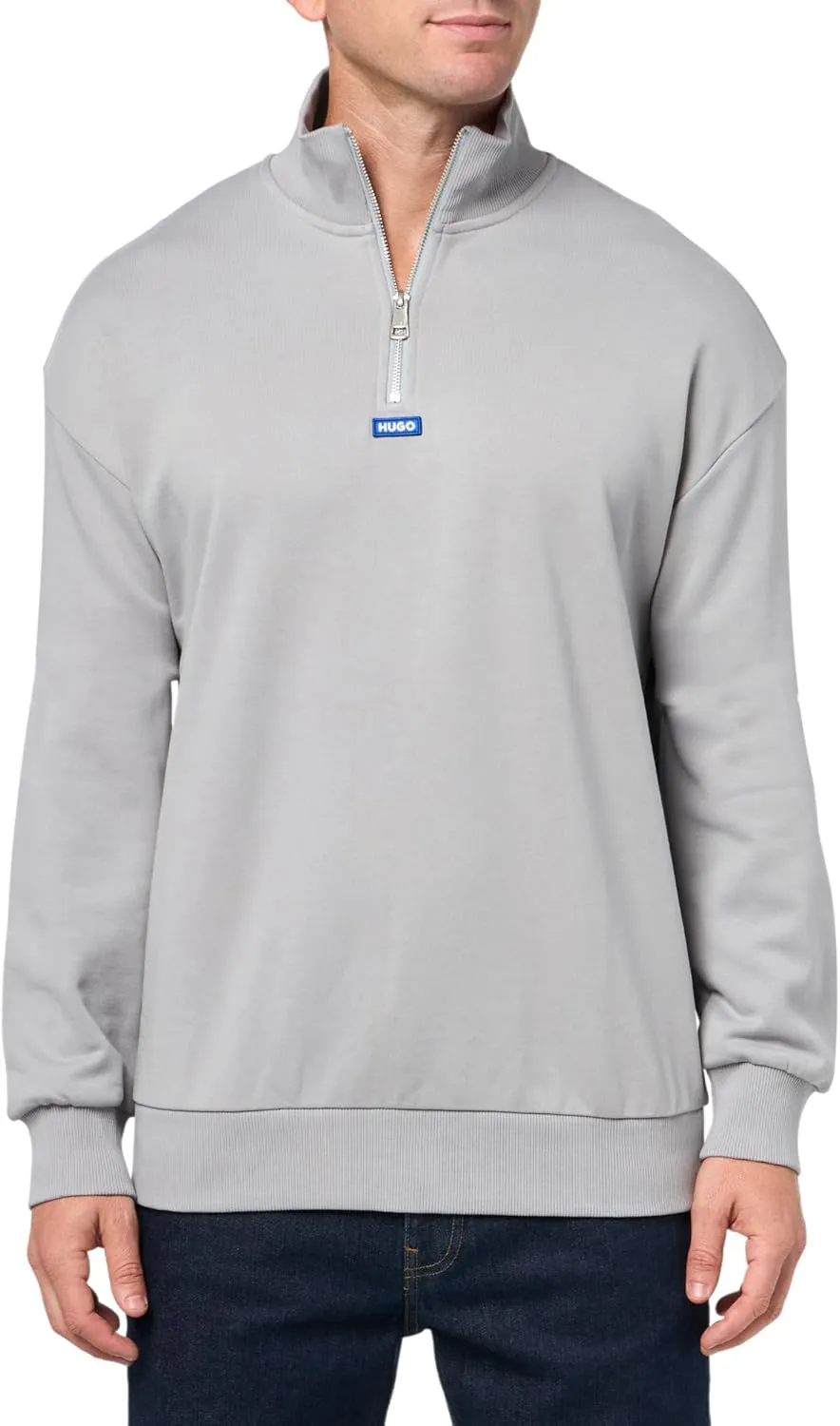 HUGO Men's Twill French Terry Quarter Zip Sweatshirt