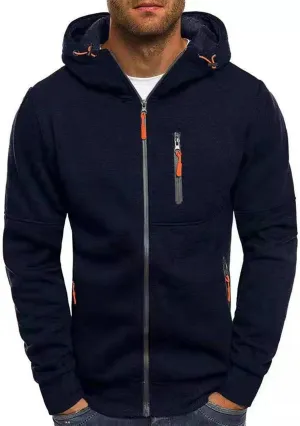 Jackets for Men,Pullover Hoodies for Men Solid Zipper Long Sleeve Hooded Sweatshirts Casual Workout Sport Sweaters Tops