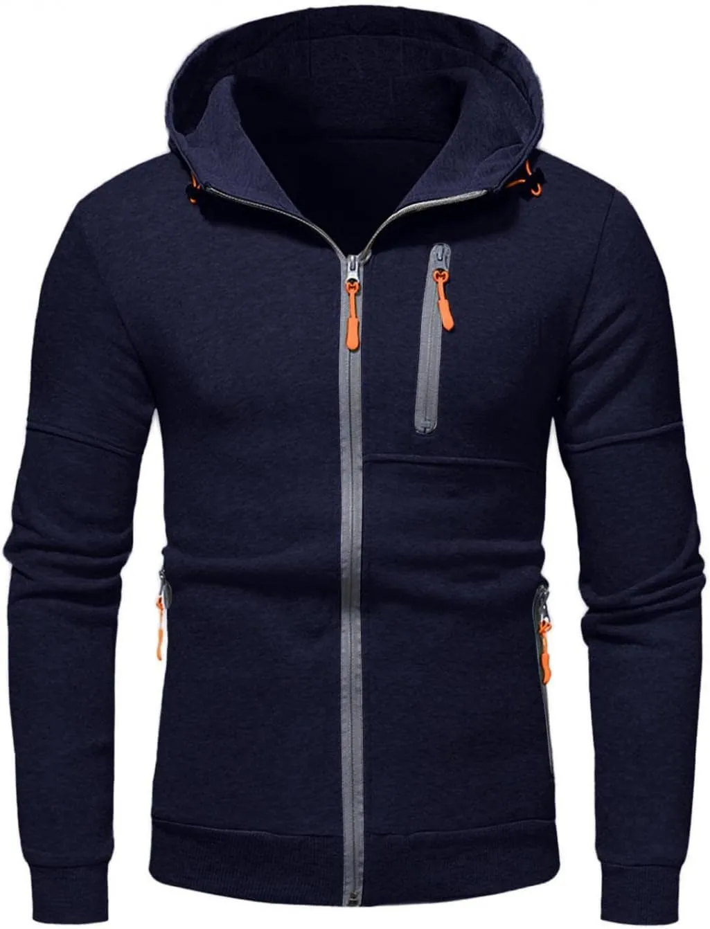 Jackets for Men,Pullover Hoodies for Men Solid Zipper Long Sleeve Hooded Sweatshirts Casual Workout Sport Sweaters Tops