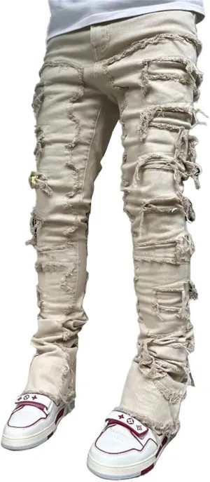 Jeans for Men Hop Jeans Vintage Straight Denim Pants Devil Printed Jean Trousers Taper Jean Straight Fit Jeans for