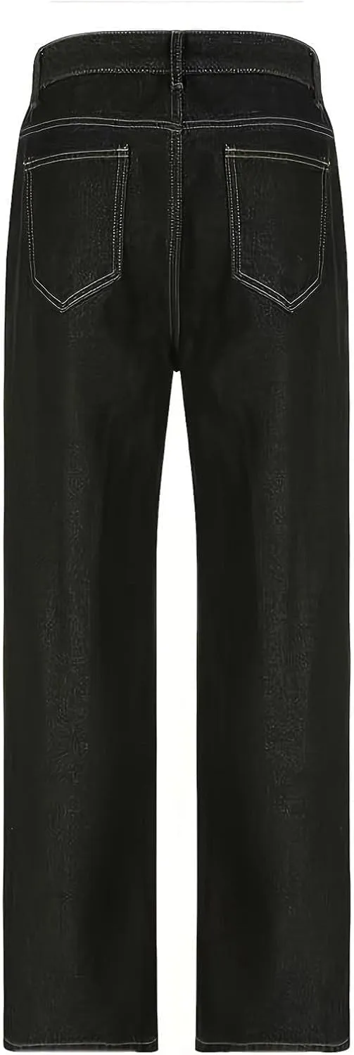 Jeans for Men Hop Jeans Vintage Straight Denim Pants Devil Printed Jean Trousers Taper Jean Straight Fit Jeans for