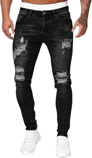 Jeans for Men Plus Size Loose Elastic Waist Jeans Street Wide Leg Trousers Pants Skinny Slim Fit Dark Jeans Men Men