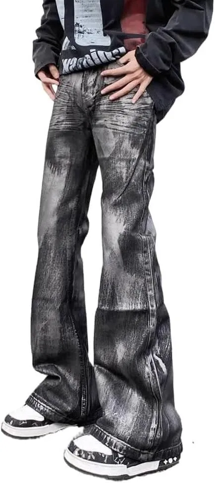 Jeans for Men Relaxed Fit High Rise Designer Straight Leg Skinny Denim Pants